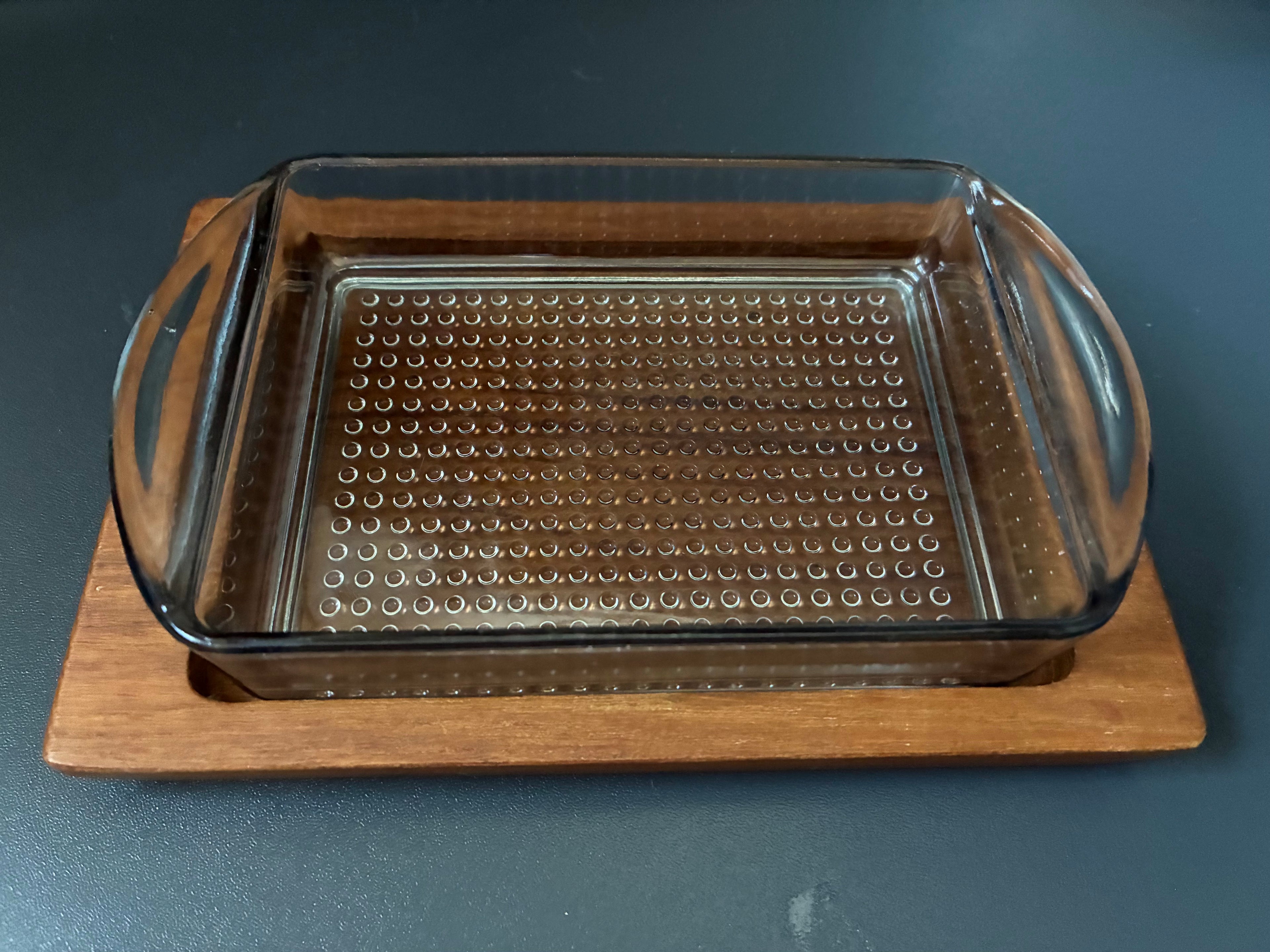 Luthje Teak tray with glass dish