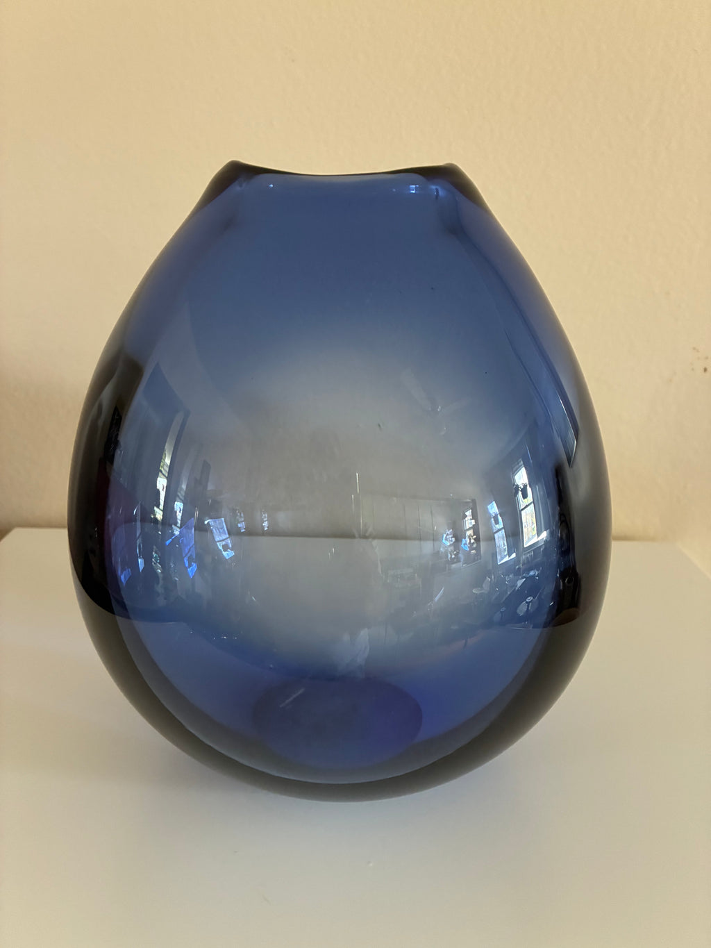 Holmegaard Per Lutkin sapphire tear drop vase small