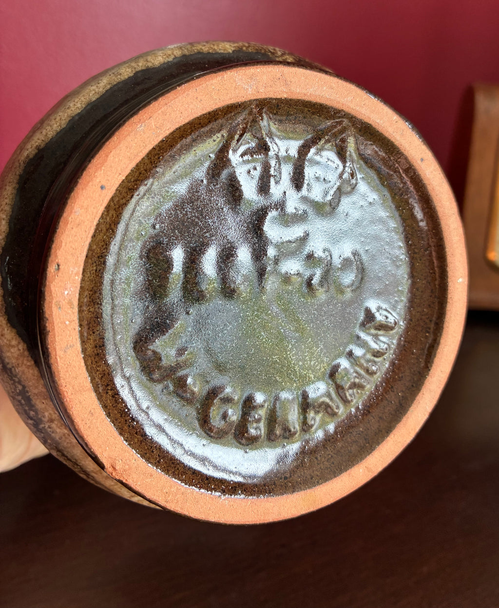West German vase orange fat lava glaze