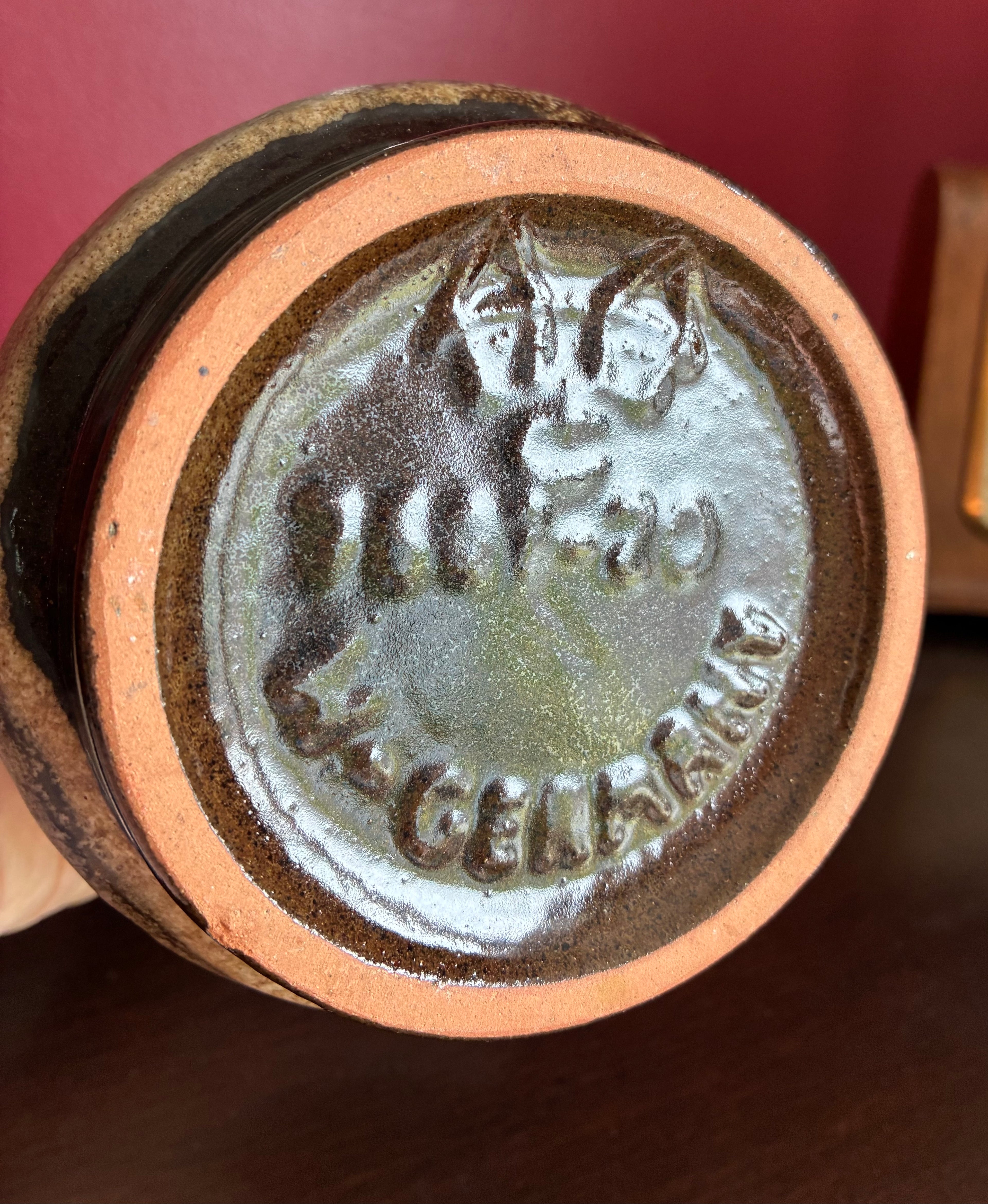 West German vase orange fat lava glaze